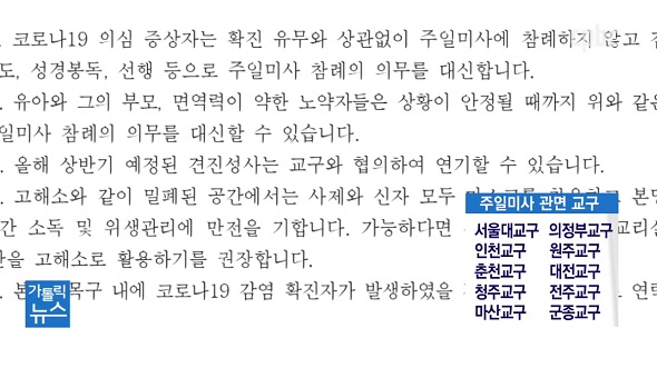 전국 교구, 코로나19 대응 수위 높여나가