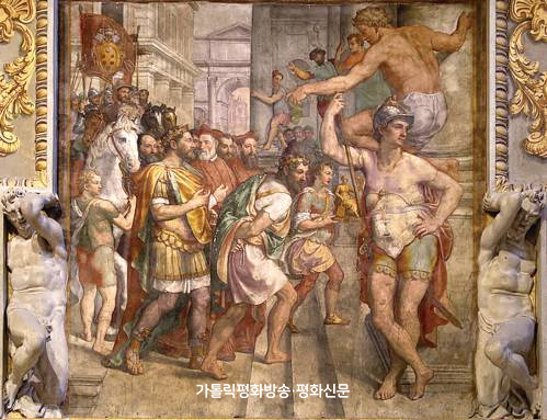 프랑스 군주, 군사력과 새 영토를 교황에게 바치다